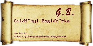 Gilányi Boglárka névjegykártya